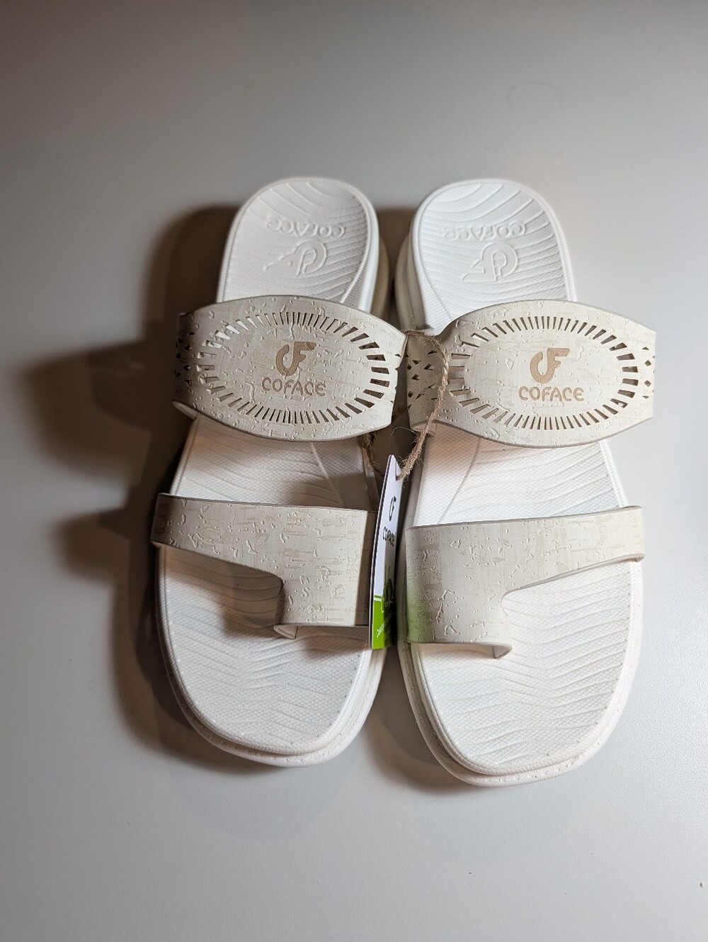 Coface Woman's Size 10 White Slide Sandals NWT